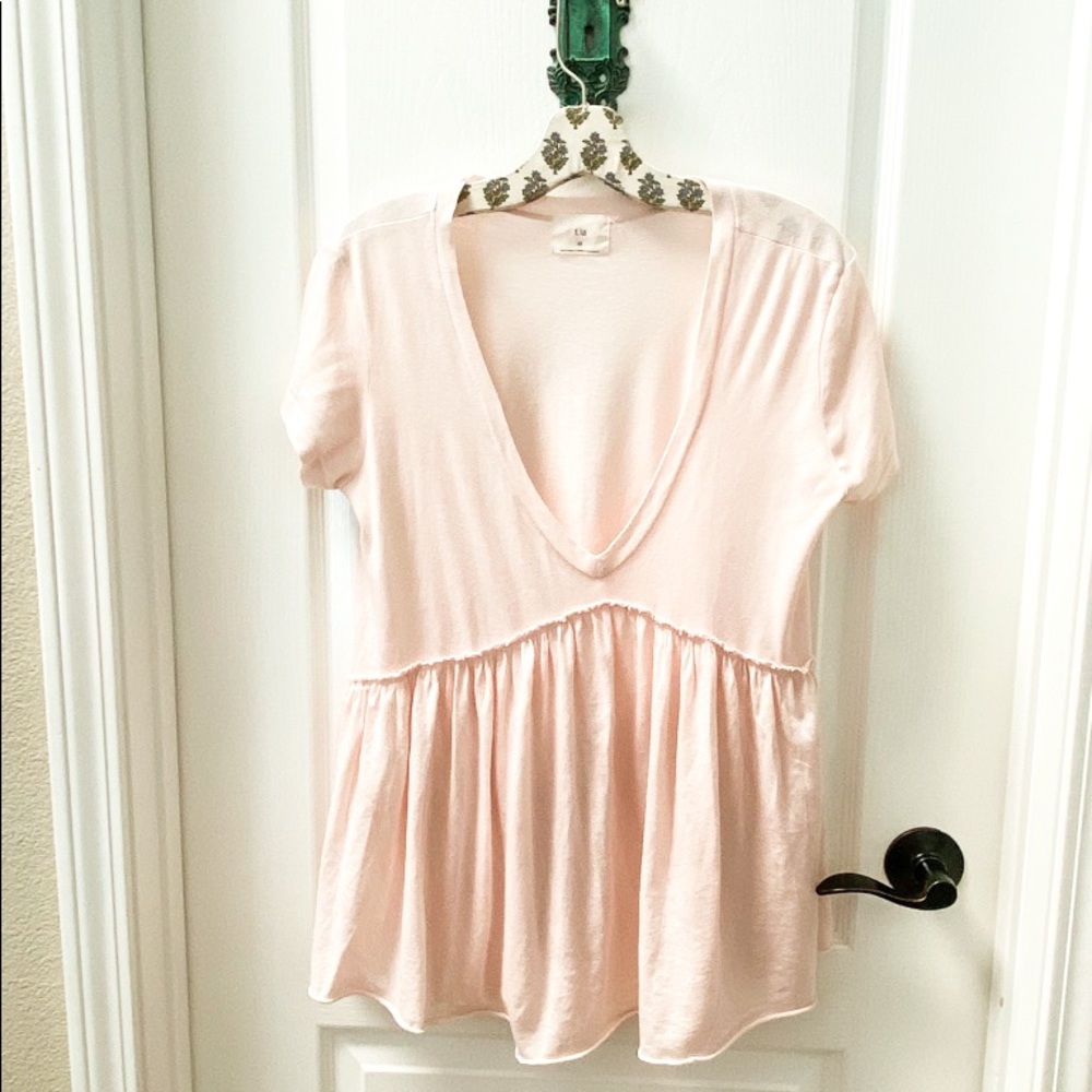 Anthropologie t. la Boho Chic Blush Ruffle Tee Size XS - Picture 5 of 7